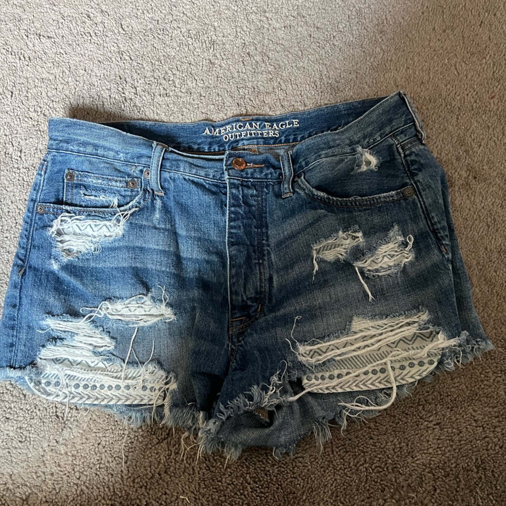American Eagle Ripped Jean Shorts, Size 12, High Rise,
